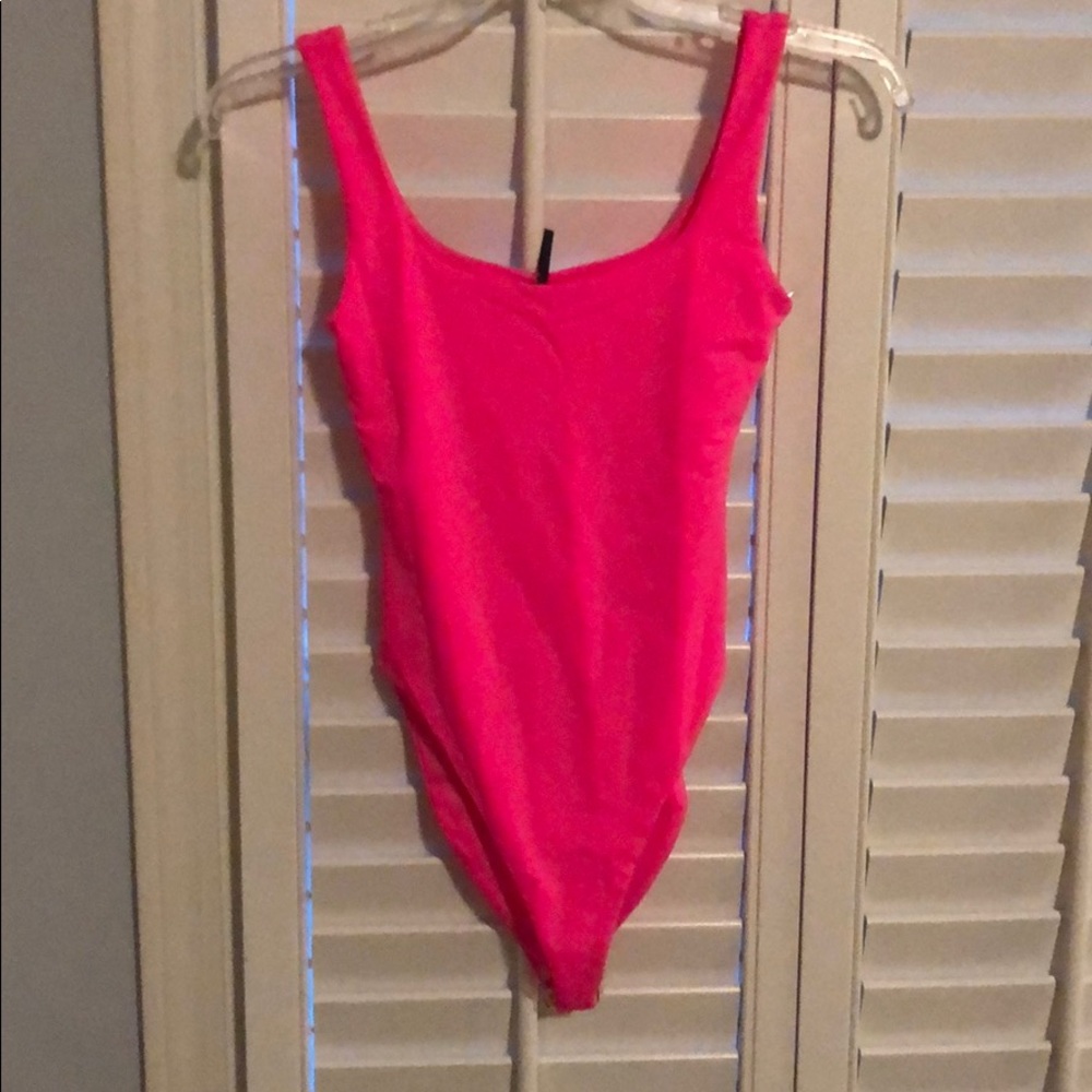 Simple Neon Pink Swimsuit